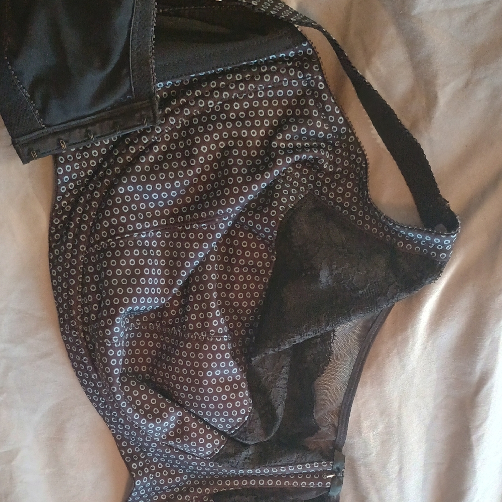 Bramour Black and Light Blue Sheer Top Cup Plusize Bra 48 I